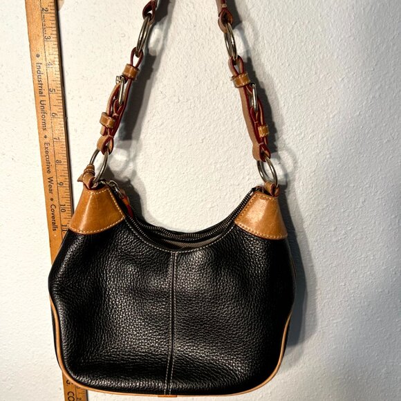 Dooney & Bourke Vintage All Weather Leather Pebble Black & Tan Bag - Picture 4 of 10